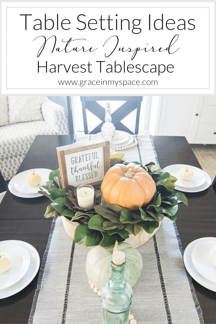 Are you planning to host for Thanksgiving? Here are simple table setting ideas for a nature inspired harvest tablescape. 