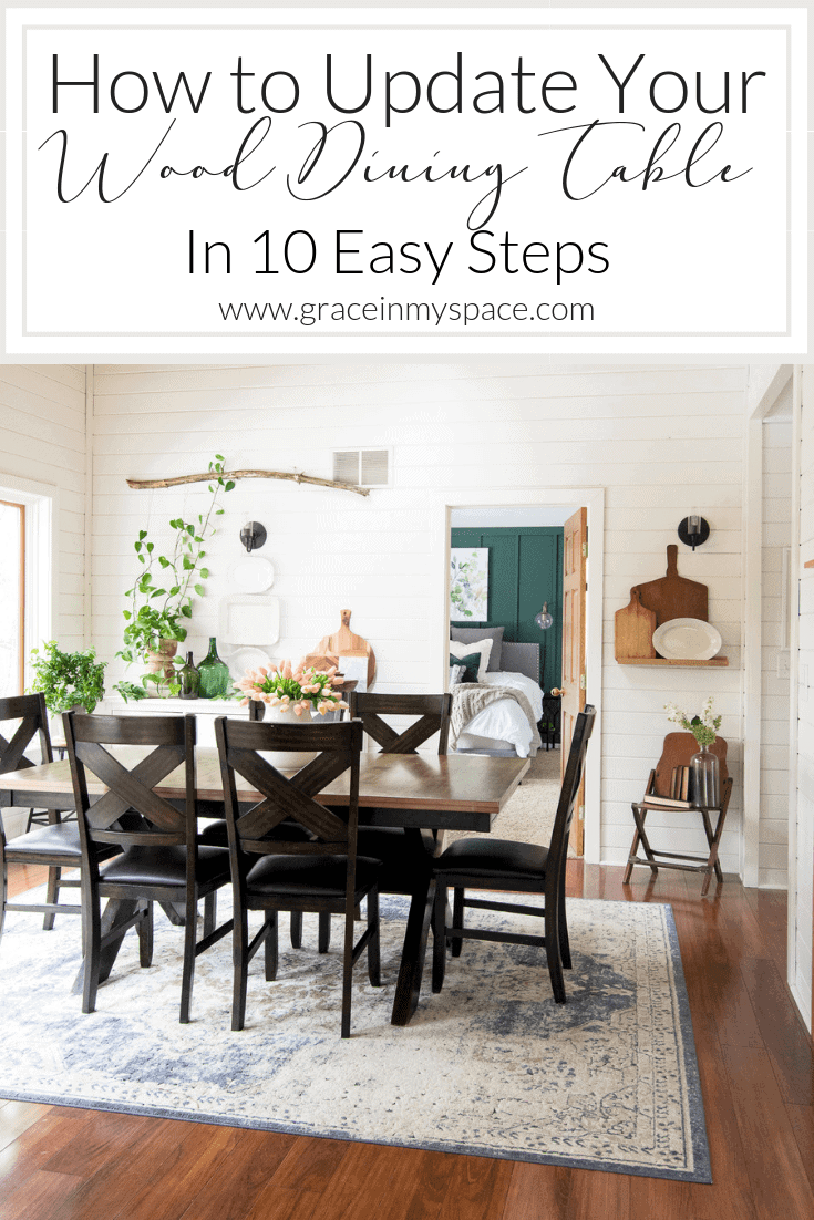 Ever wonder how to refinish outdated furniture? Affordably update your home decor with a DIY tutorial on how to strip and refinish a wood dining room table. #fromhousetohaven #wooddiningtable #diningroomdecor