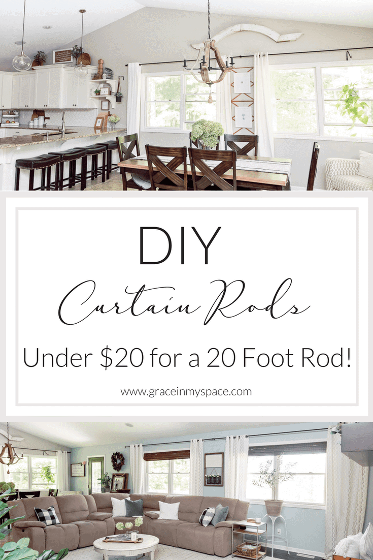 Have you ever balked at the prices of custom curtain rods for large windows? I know I have! So today I've got a super easy and cheap (under $20!) tutorial on how to make DIY Curtain Rods for up to 20 feet of windows!