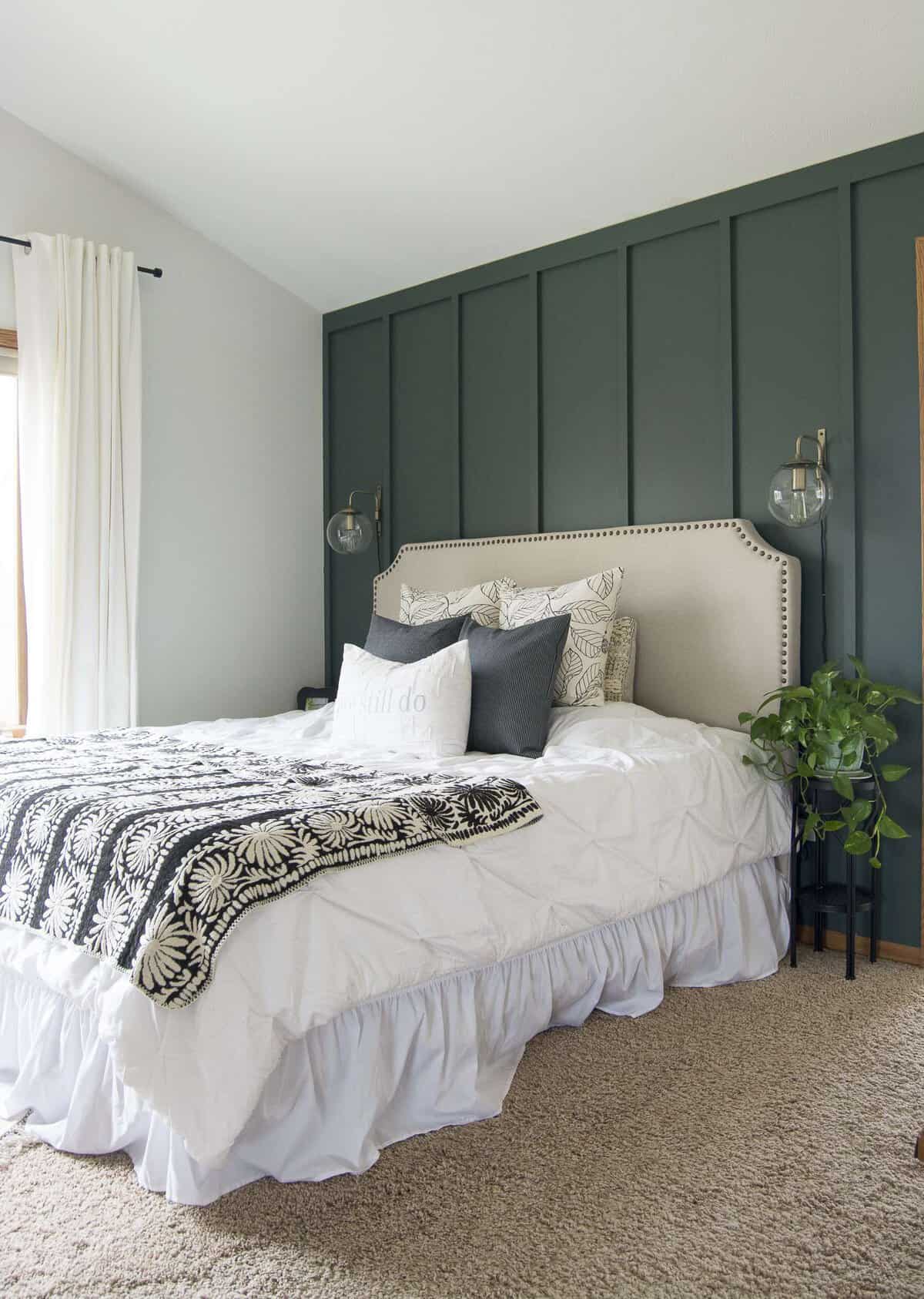 A master bedroom needs to have a few finishing touches to make it a cozy retreat! Today I'm showcasing how just a few additions can turn a bland bedroom into an oasis with modern farmhouse bedroom decor. Head to the blog to read more!