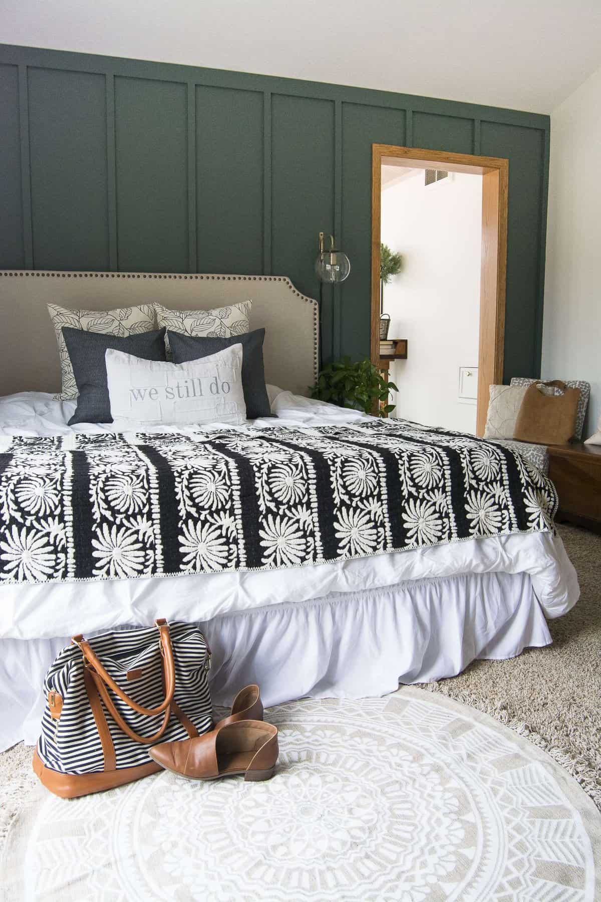 A master bedroom needs to have a few finishing touches to make it a cozy retreat! Today I'm showcasing how just a few additions can turn a bland bedroom into an oasis with modern farmhouse bedroom decor. Head to the blog to read more!