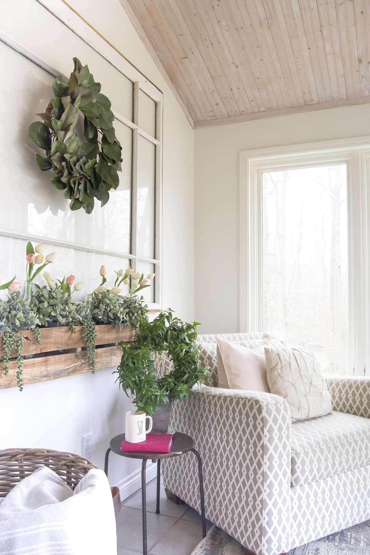 Have you ever needed to carve an office into another space? Today I'm sharing how I made a sunroom office into a dual purpose paradise. A little sun and nature mixed with a little work and modern convenience. Head to the blog for all the details www.graceinmyspace.com.