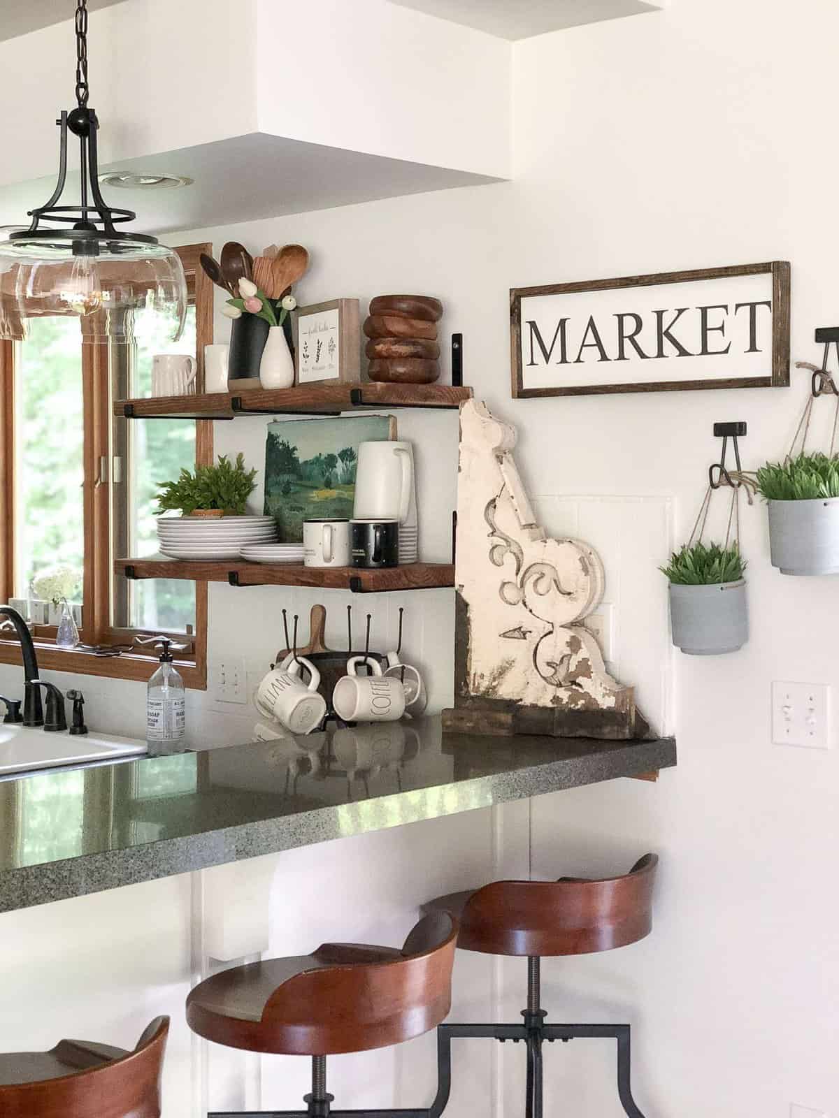 open kitchen shelving diy