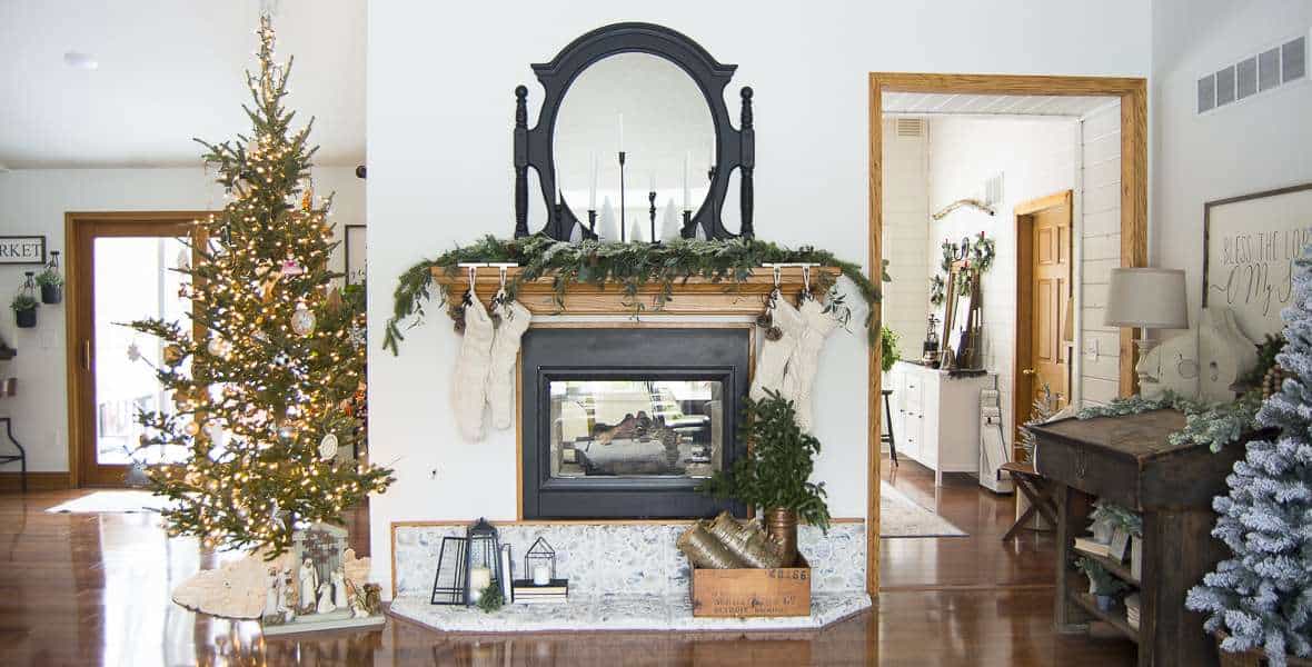 Do you struggle to decorate your mantel for Christmas? Today I'm sharing easy tips for how to decorate your Christmas mantel in 5 easy steps. #christmasmantel #manteldecorations #fromhousetohaven