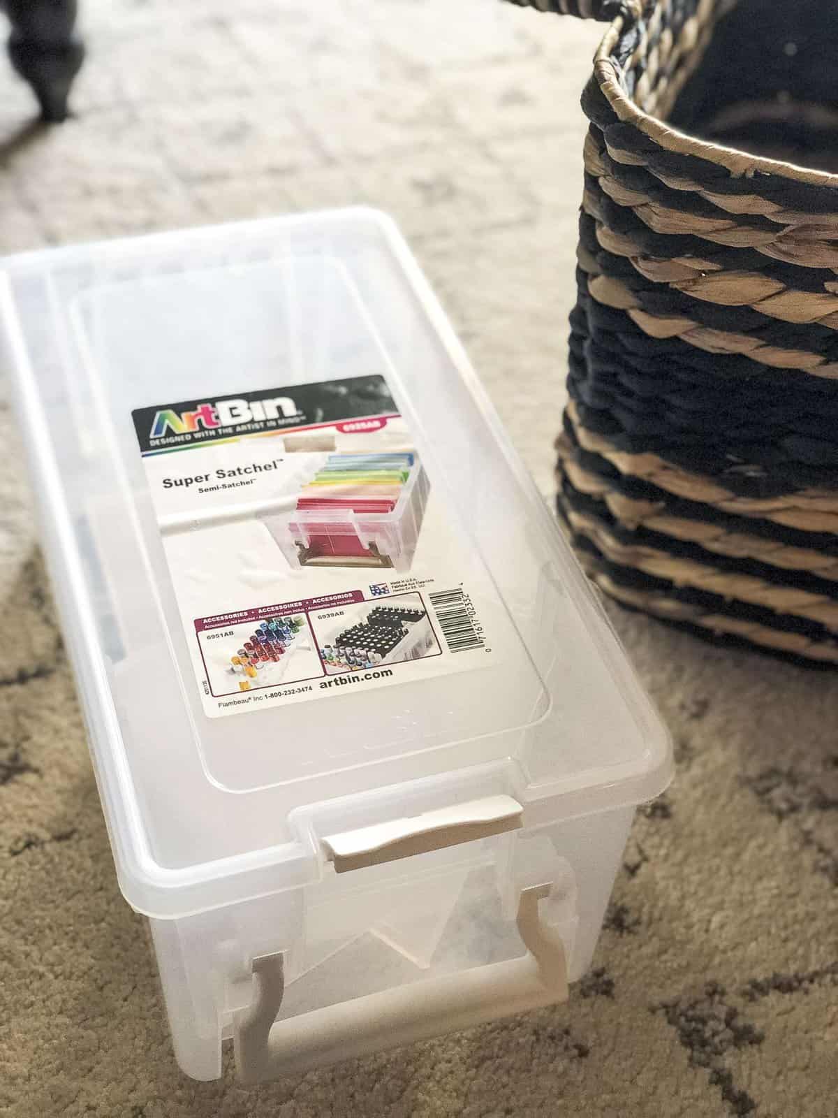 Do your kids love to be part of the action in your living areas? Today I'm sharing 2 simple ways to hide kid's craft storage in plain sight! #fromhousetohaven #craftstorage #toystorage