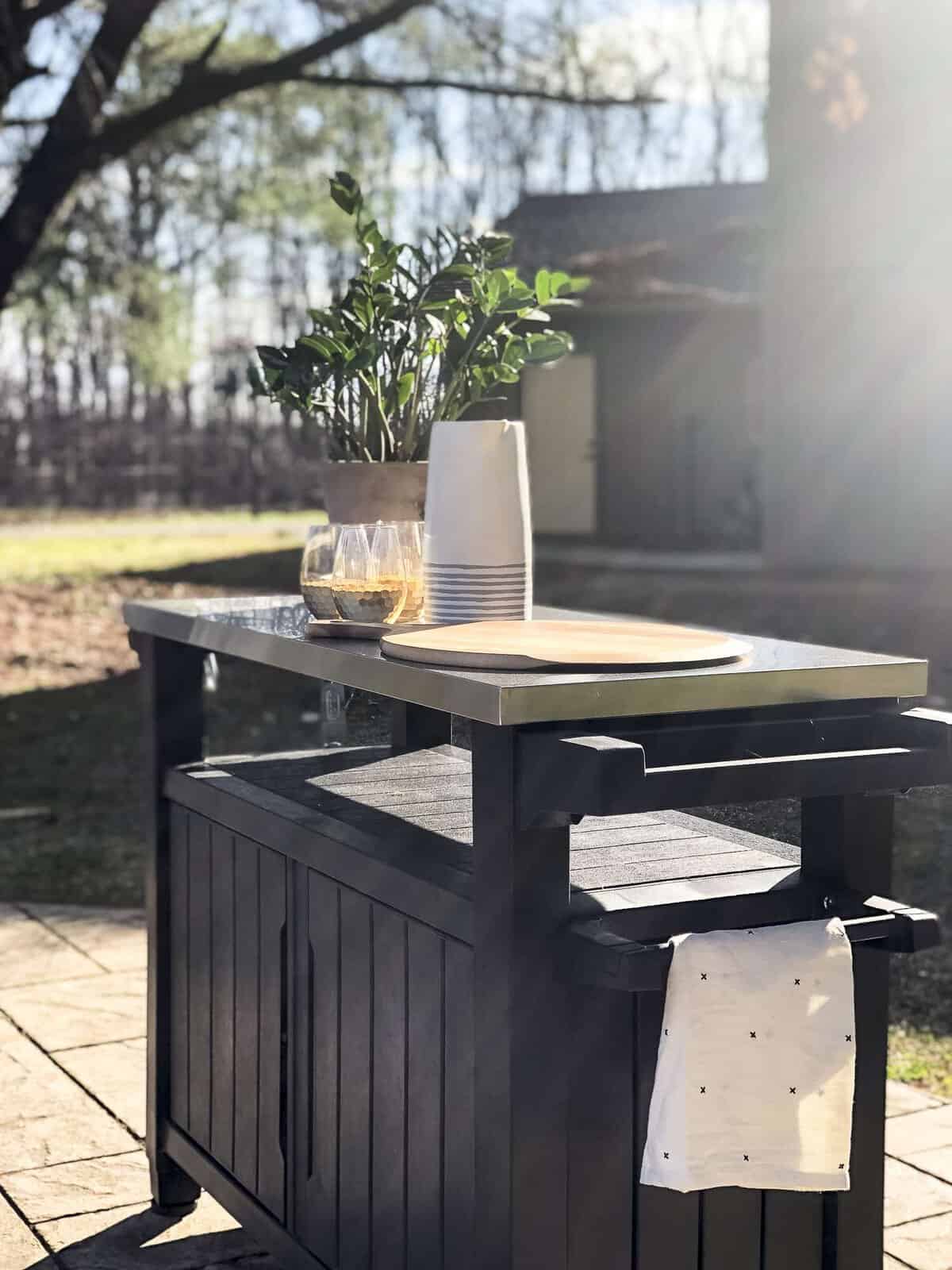 Are you excited for outdoor entertaining? Today I'm sharing my stamped concrete fire pit design plan as I gear up for the warm weather season! #fromhousetohaven #stampedconcrete #patiodesign