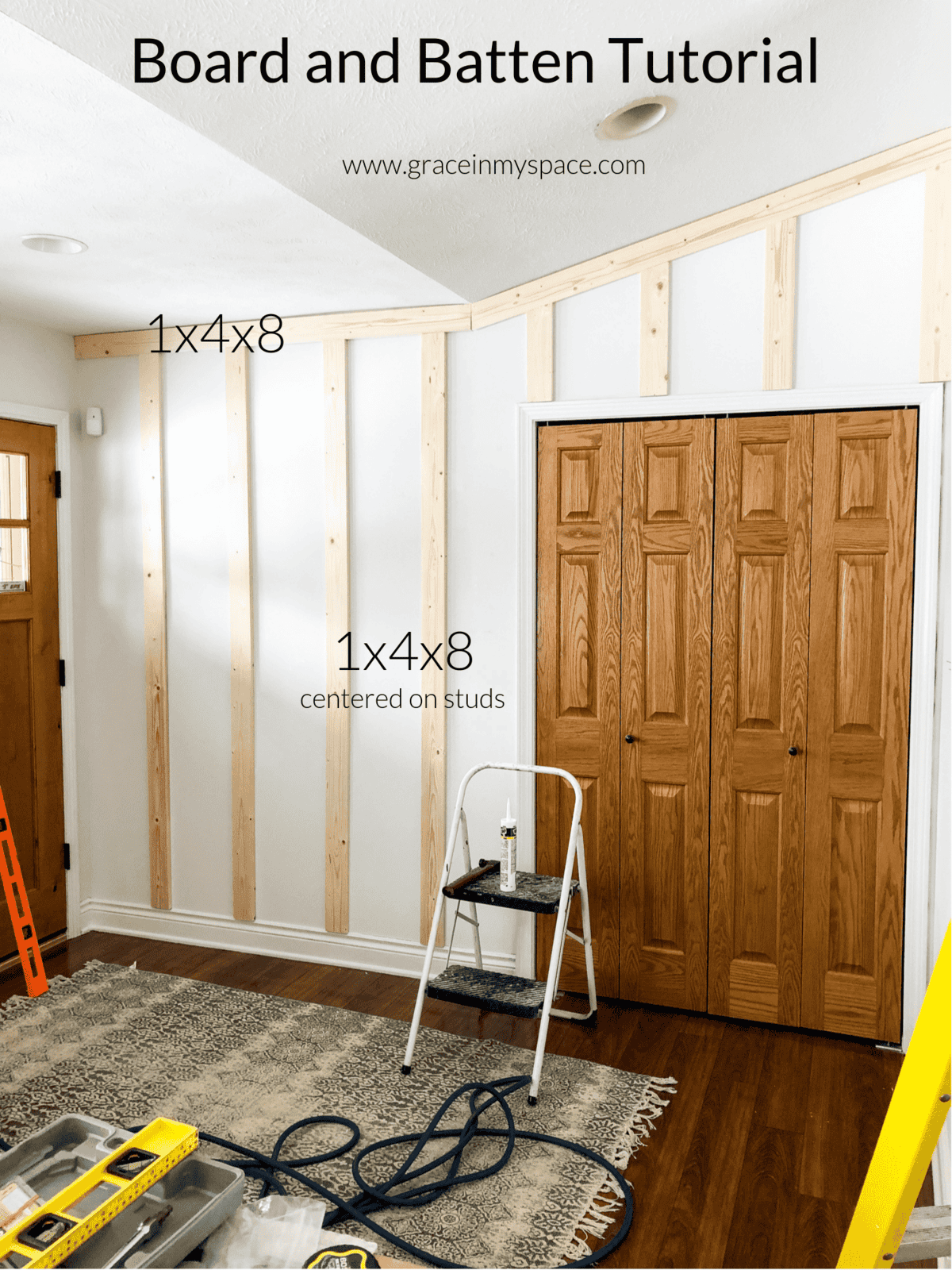 Board and batten is an easy and affordable way to create a custom look! Here is a full tutorial for how to install board and batten as an accent wall! #fromhousetohaven #boardandbatten #accentwall