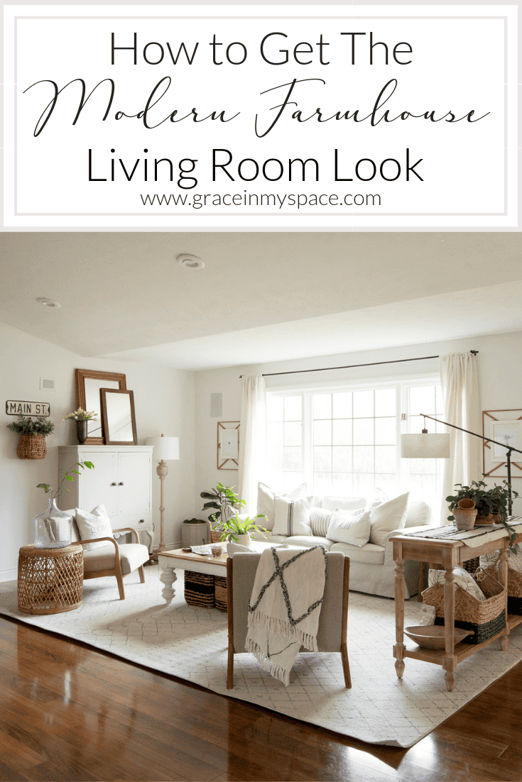 Do you love clean lines but crave cozy home decor? Learn how to get the modern farmouse living room look with simple design tips for the everyday home. #fromhousetohaven #livingroomdecor #modernfarmhousedesign