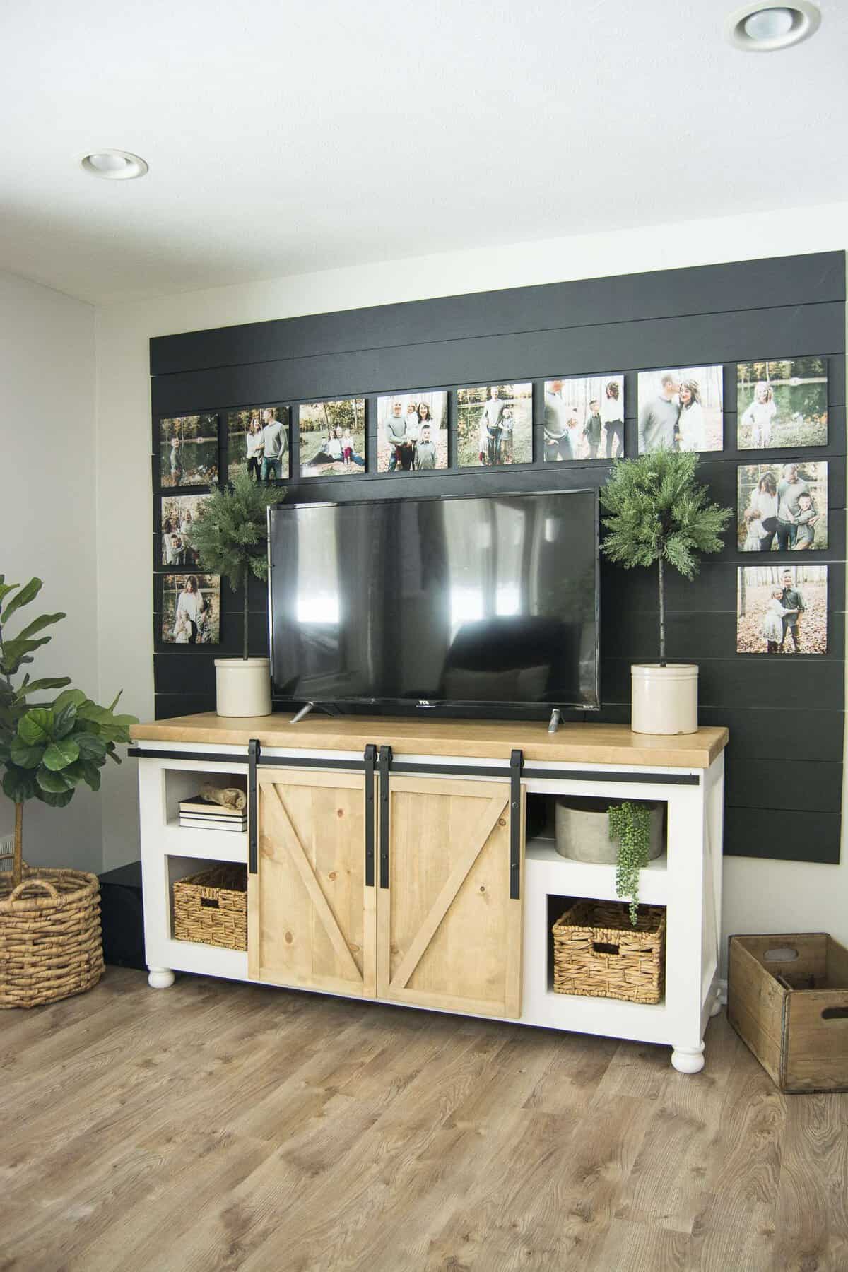 How to mask your TV. Here is my full home style guide with my best modern farmhouse decor sources. #fromhousetohaven #farmhouseinteriordesign #modernfarmhousestyle