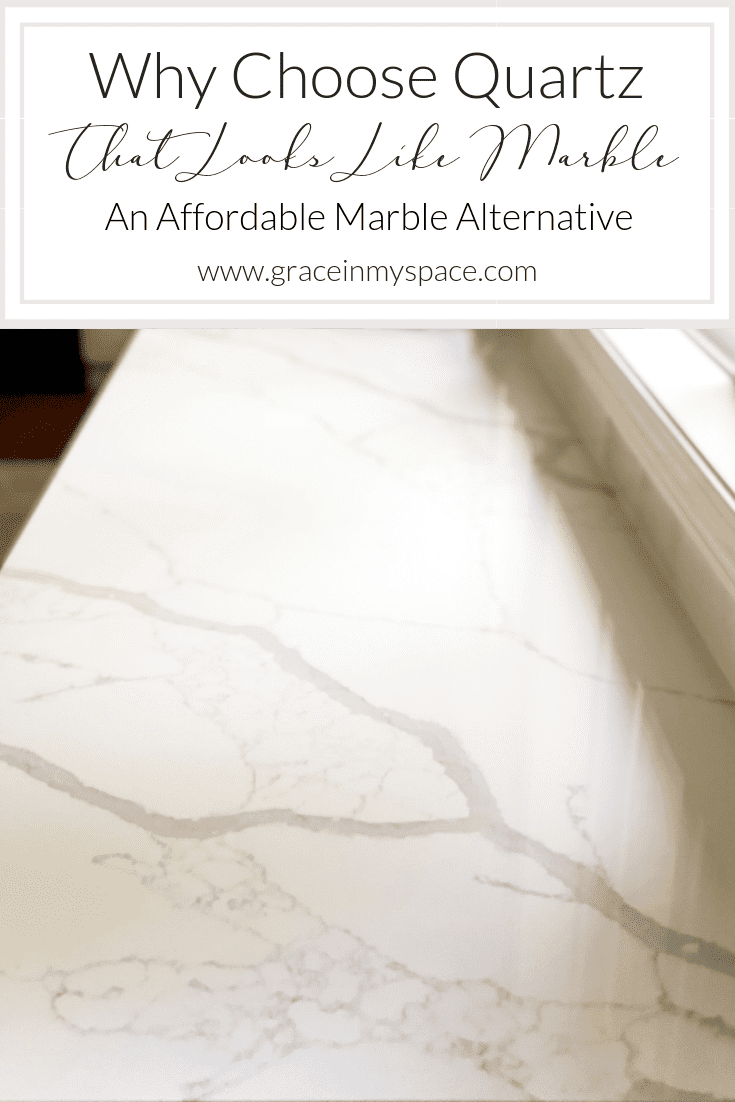 Do you love the look of marble countertops? Consider quartz that looks like marble for a maintenance free and affordable marble alternative. #fromhousetohaven #quartzcountertops #kitchenremodel #marblequartz