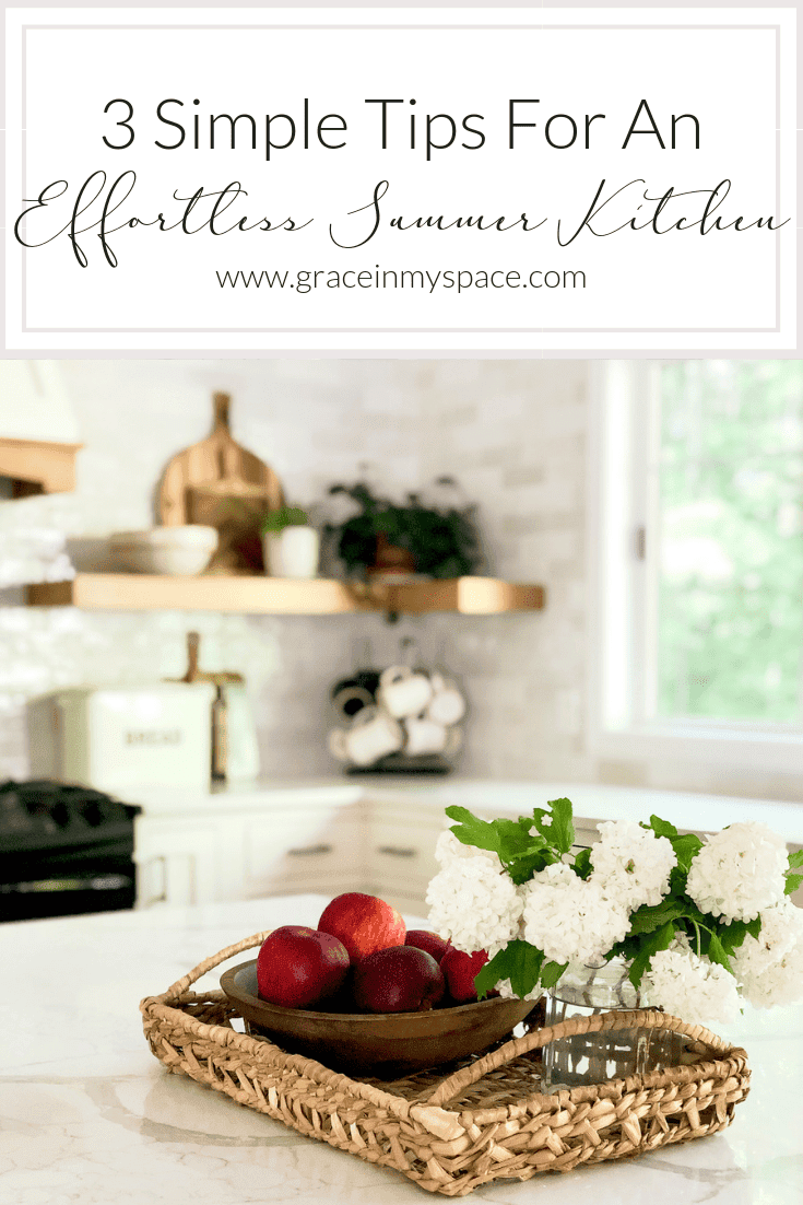 Do you want to spruce up your summer kitchen with simple and fresh decor this season? Join me for three easy additions to your summer kitchen decor. #fromhousetohaven #summerkitchen #kitchendecor #summerdecor