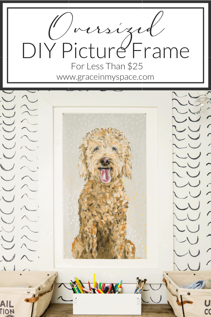 Large picture frames can be hundreds of dollars! Read this full tutorial on how to build your own large DIY picture frame with a mat for less than $25! #fromhousetohaven #diypictureframe #diyprojecttutorial