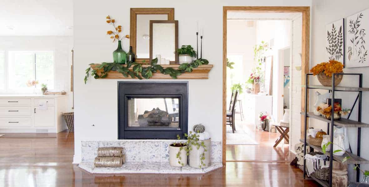 Fall decor can be over complicated! I'm sharing two ways to simply style fall mantel decor ideas inspired by nature. Style your fireplace mantel in minutes!