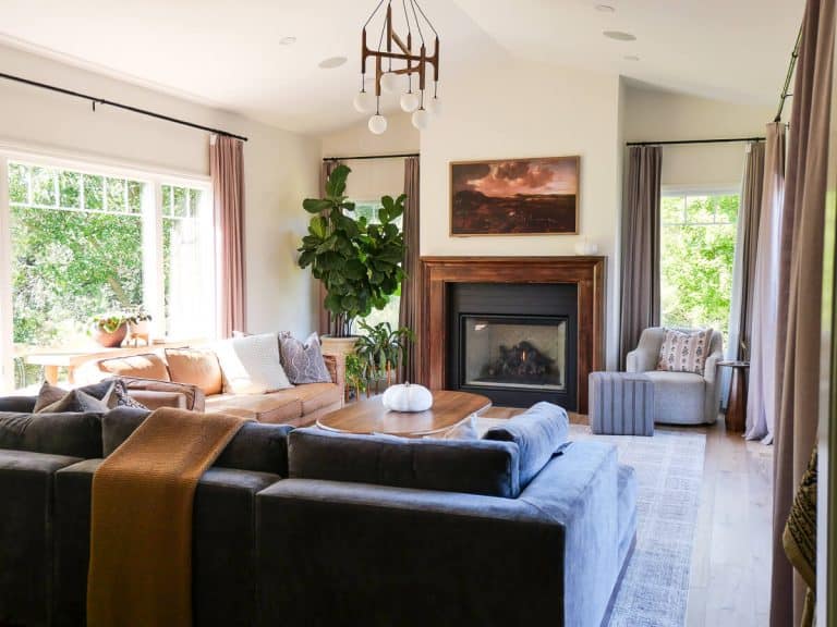 Living room decorated for fall.