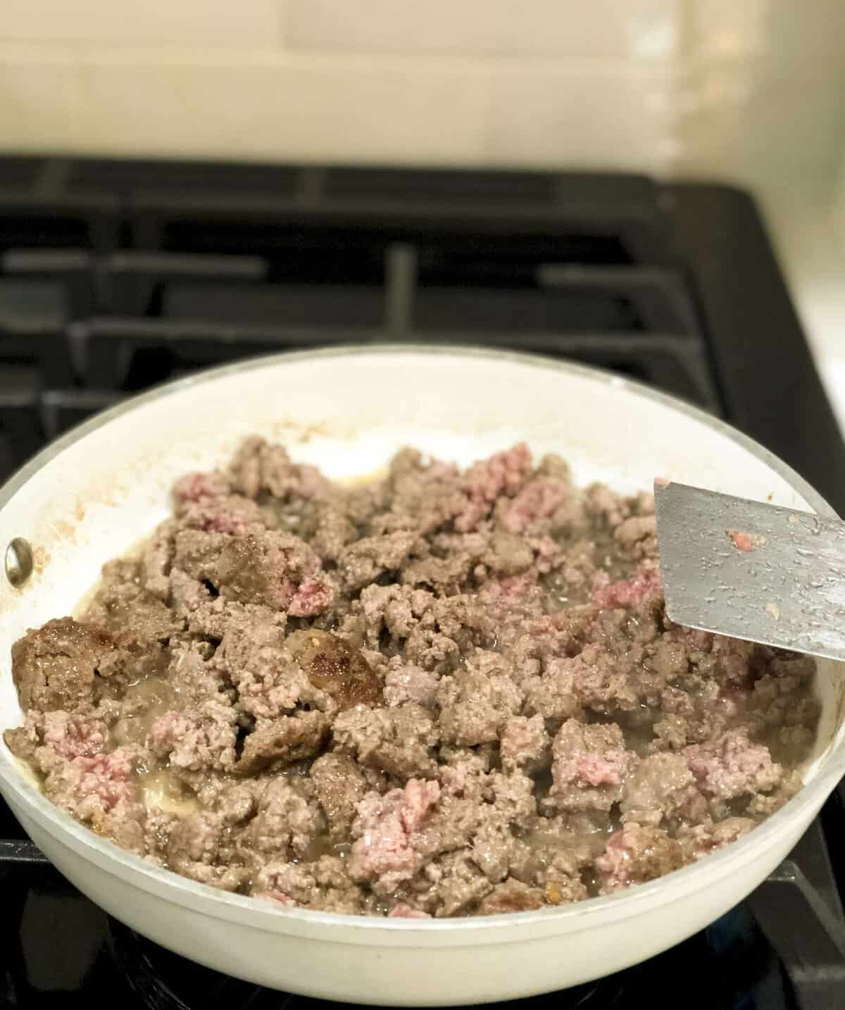 Ground beef on the stove top