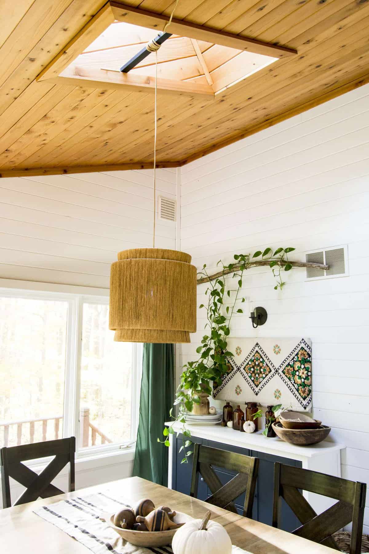 Pendant light in the dining room.