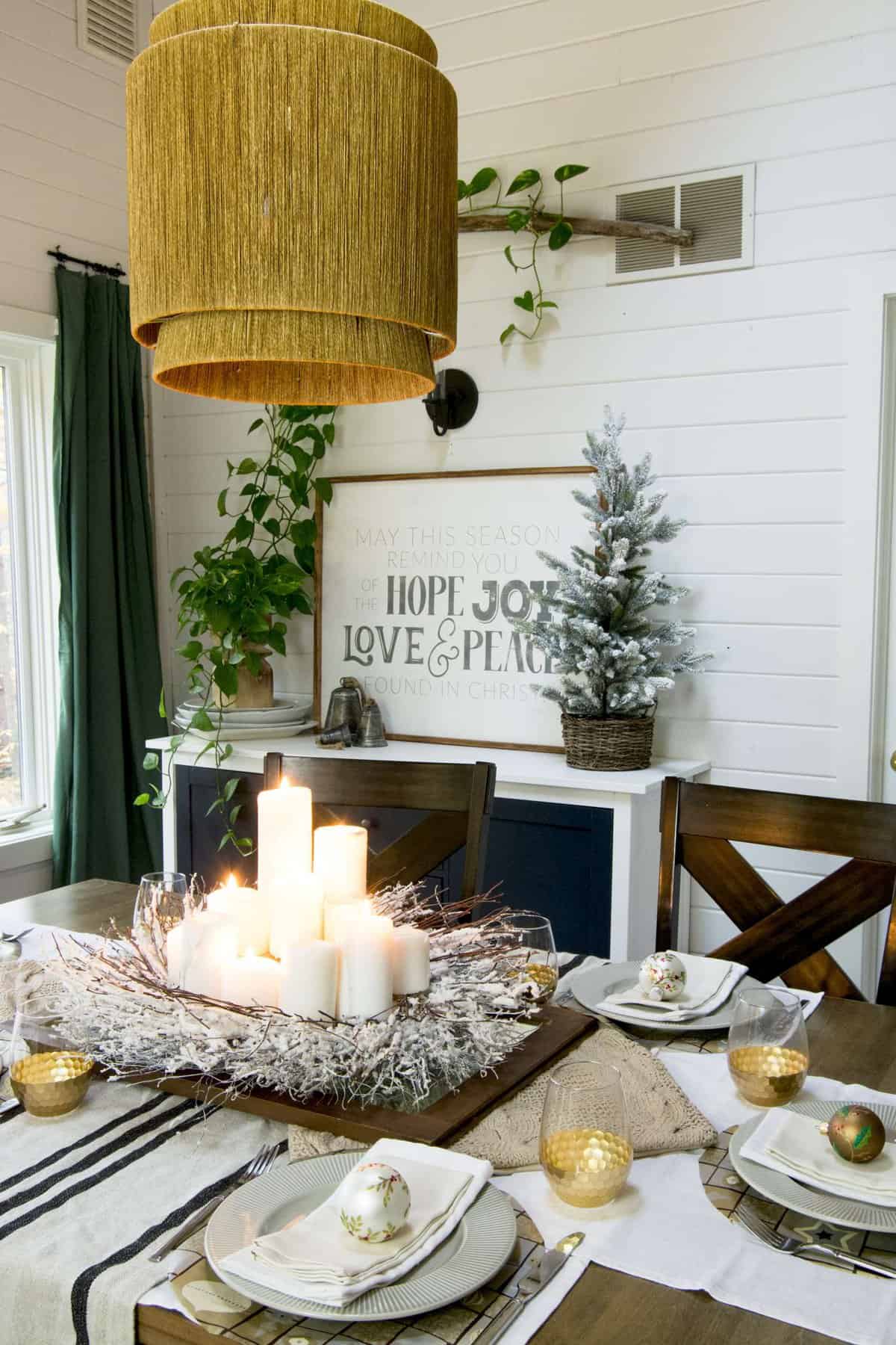 An Easy Christmas Centerpiece for a Long Table - Sanctuary Home Decor