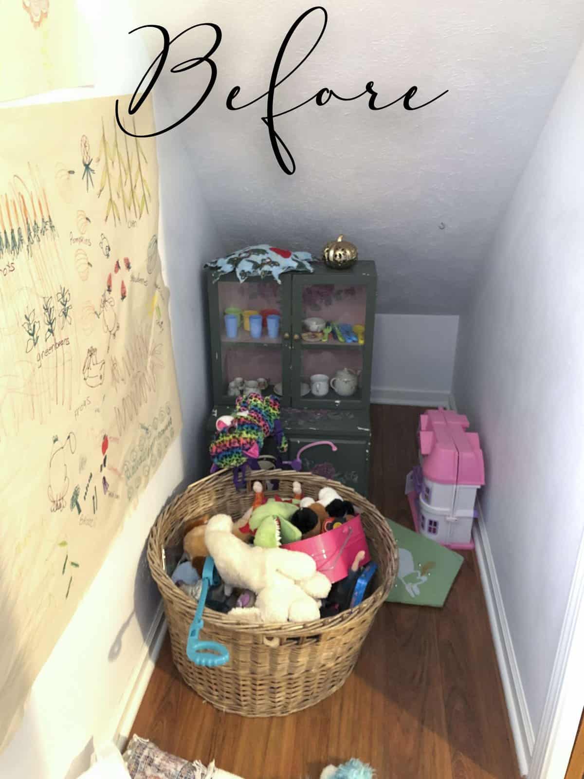 under stairs closet playroom