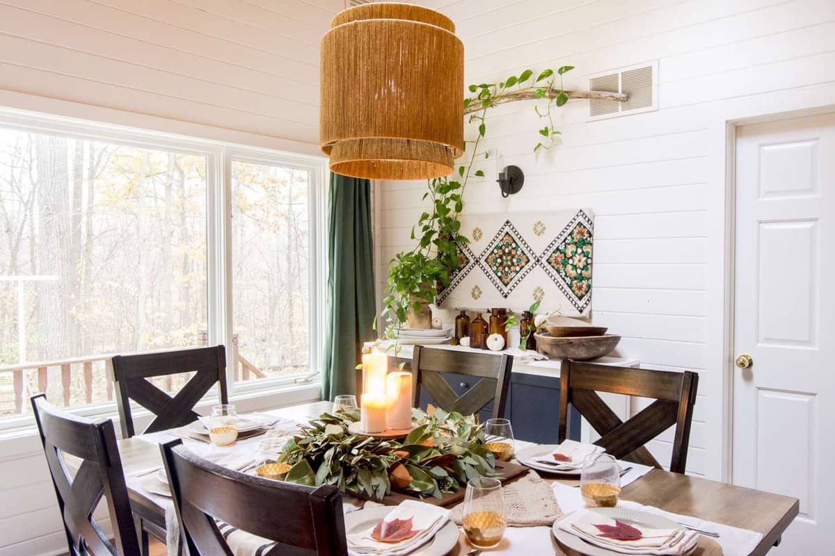 Thanksgiving table decor in a modern farmhouse dining room.