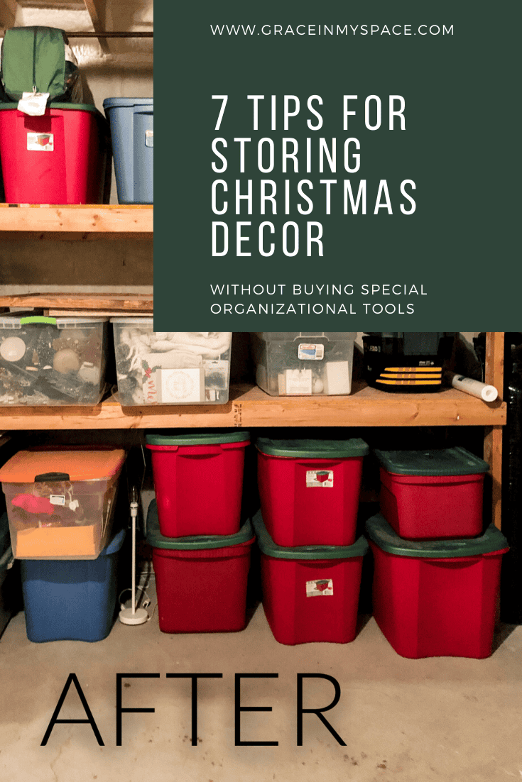 Learn 7 tips for how to get organized Christmas decoration storage so that next year is a cinch to decorate! Christmas storage ideas, made easy! 