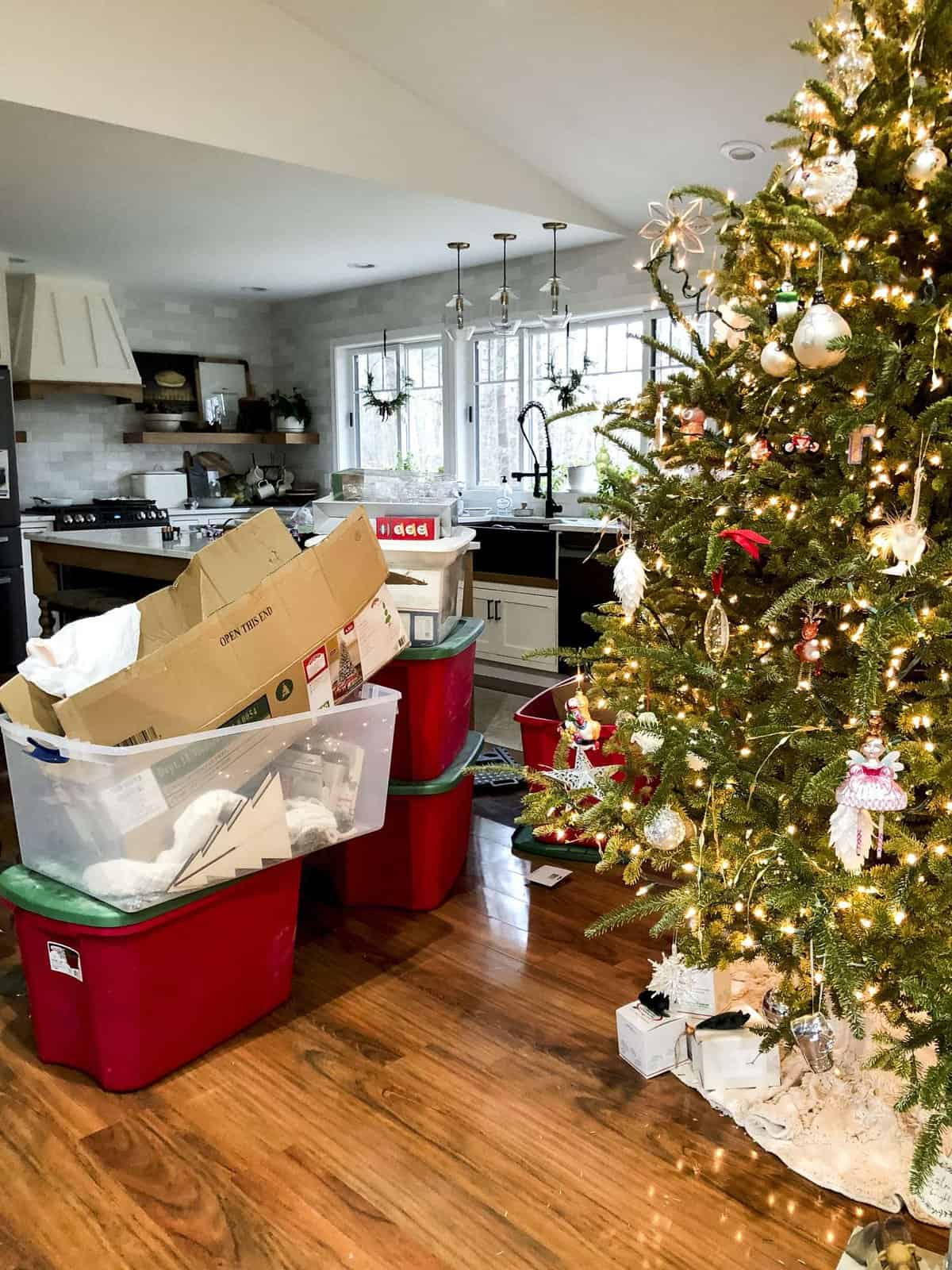 Christmas decor storage ideas.