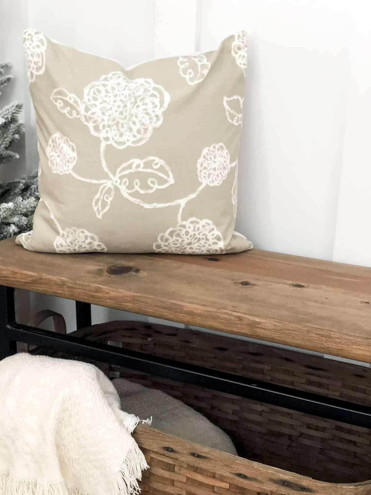 Floral neutral pillow cover.