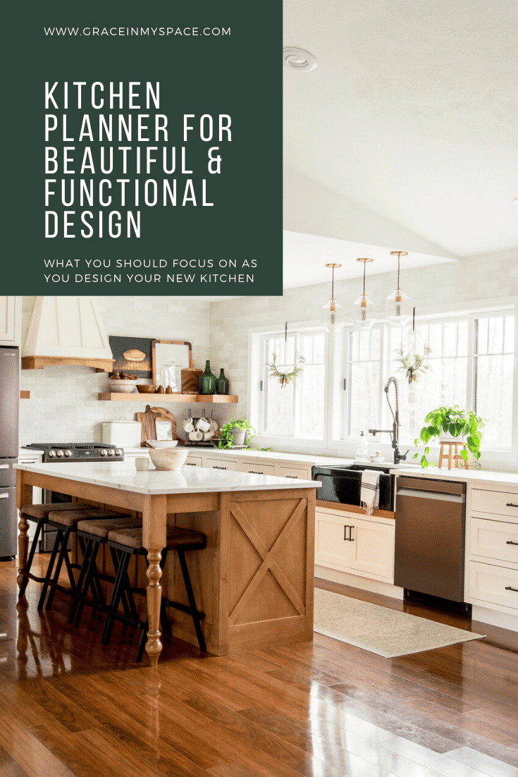 Learn how to create a beautiful and functional kitchen design with this simple kitchen planner. The heart of the home can be both pretty and practical!