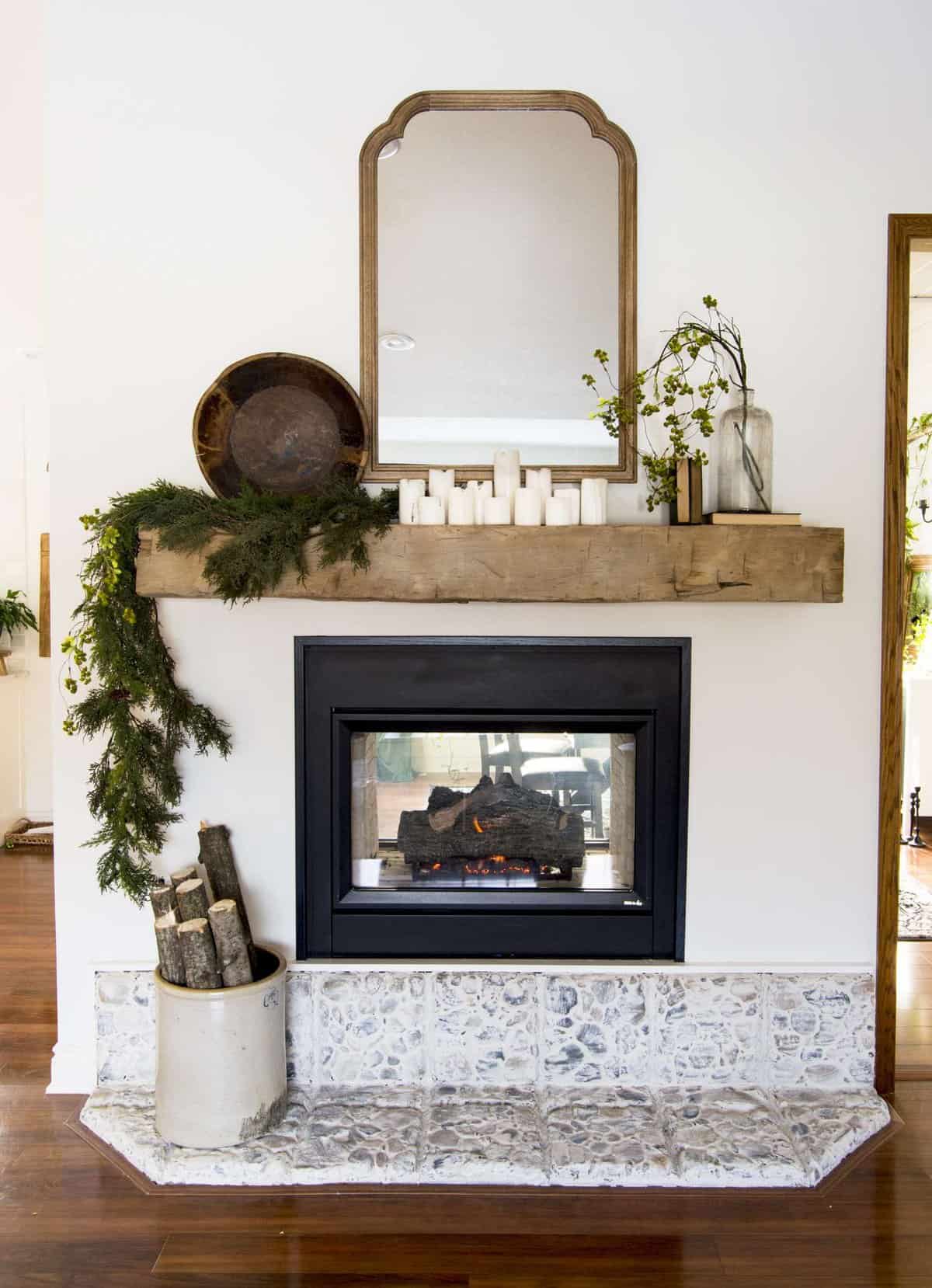 Farmhouse fireplace deals mantel