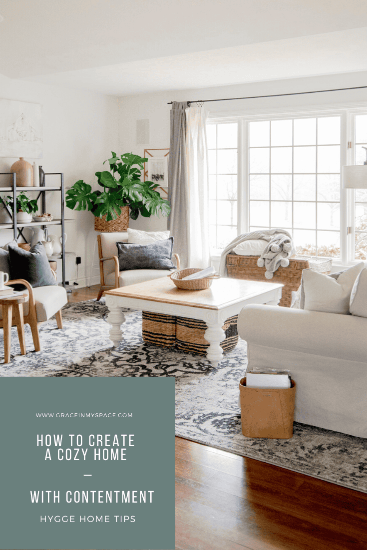 Do you love the hygge home movement? Learn how to create a cozy home using layers, textures, and warm tones. Front room furnishings for a cozy home to love! 