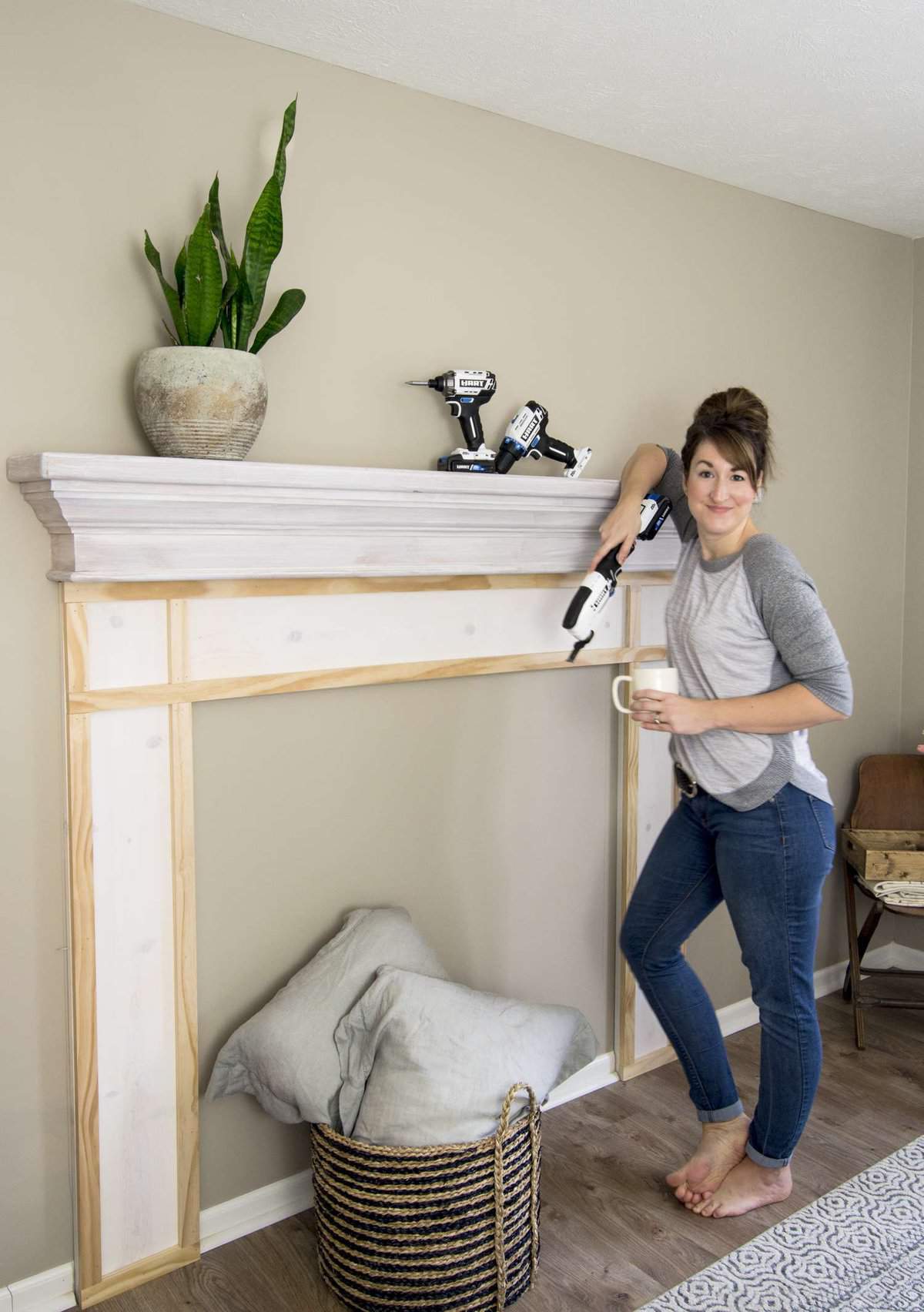 DIY Fireplace mantle.