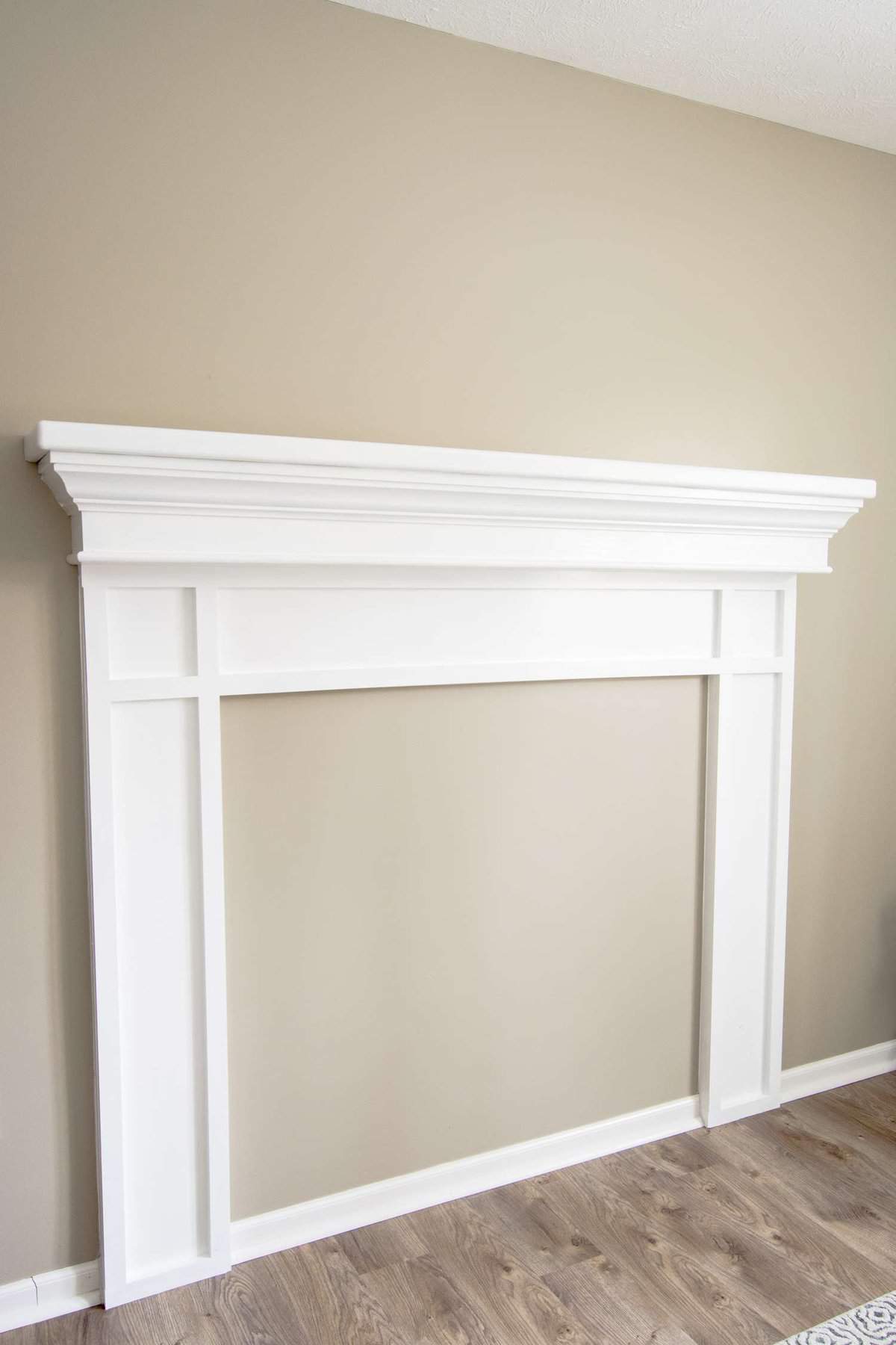 Painted faux mantel.