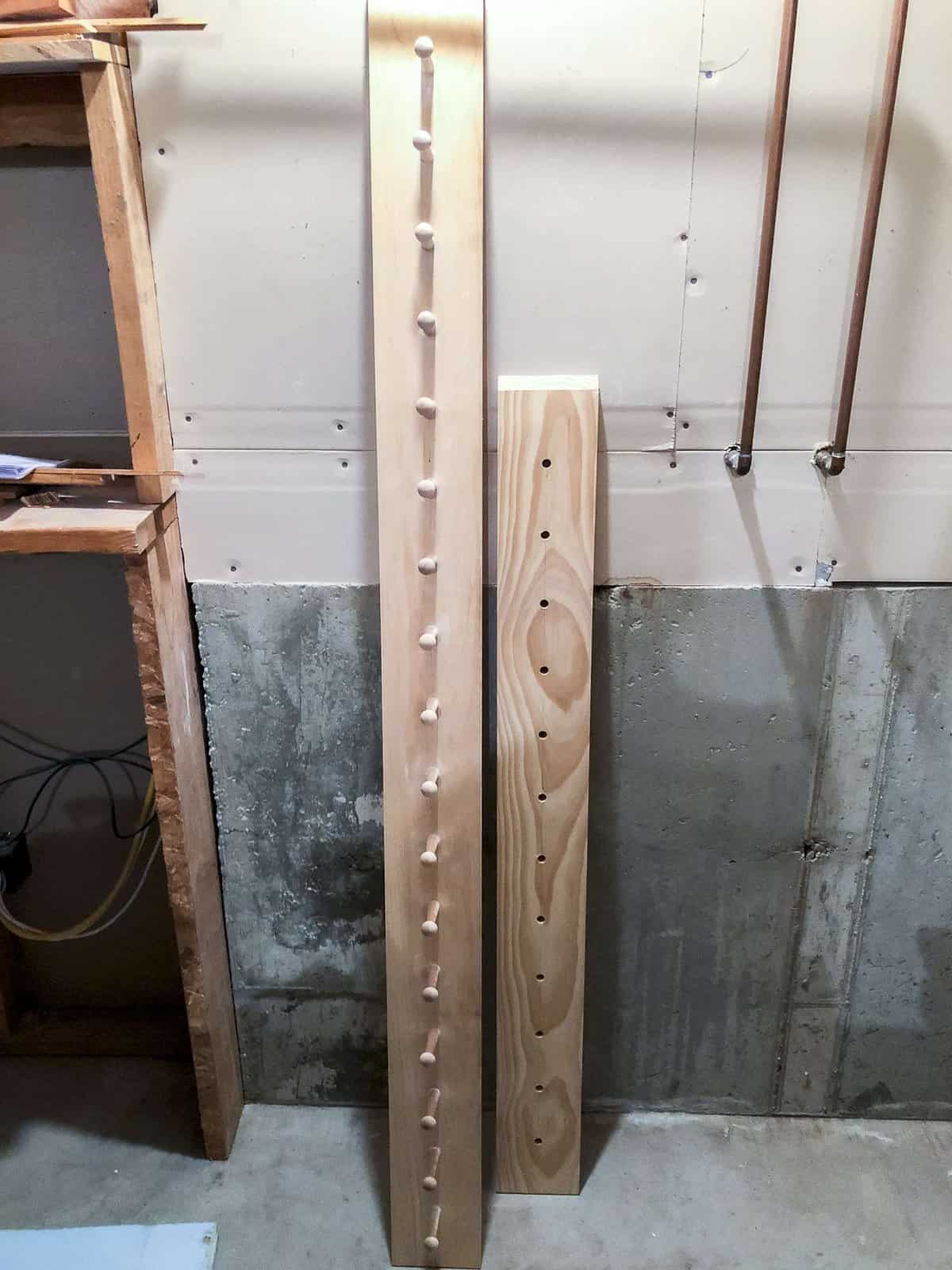 Wooden peg rack tutorial.