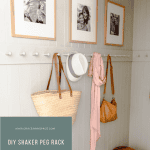 Making a wooden peg rack is a beginner woodworking project! Learn how to use shaker pegs to make shaker peg rail for 1/3 the cost of store bought racks!