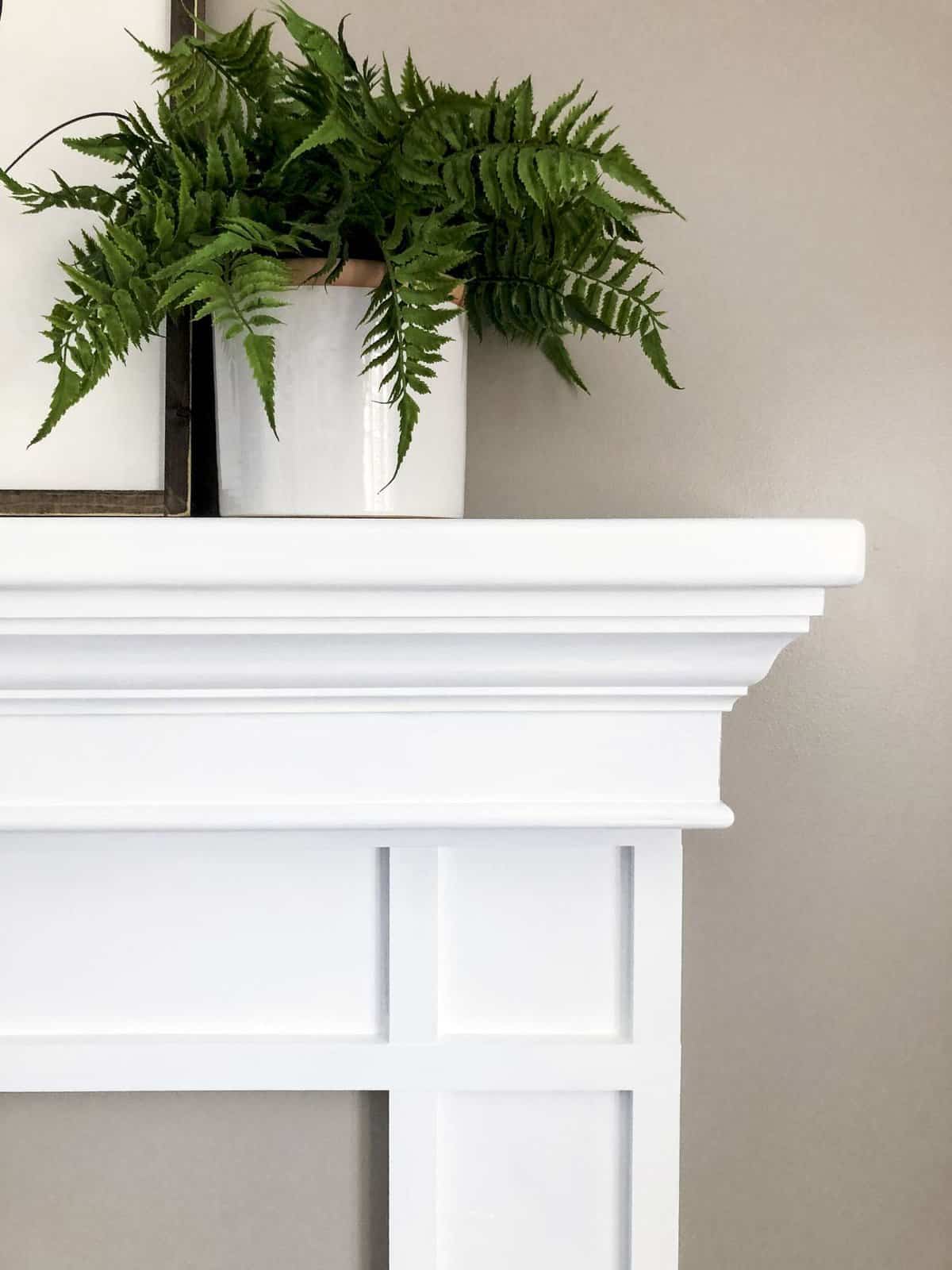 Fireplace mantel shelf.