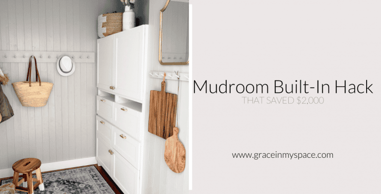 Do you need more mudroom storage but lack the space & budget? This mudroom built in hack added tons of storage and saved $2,000 instead of a custom cabinet!