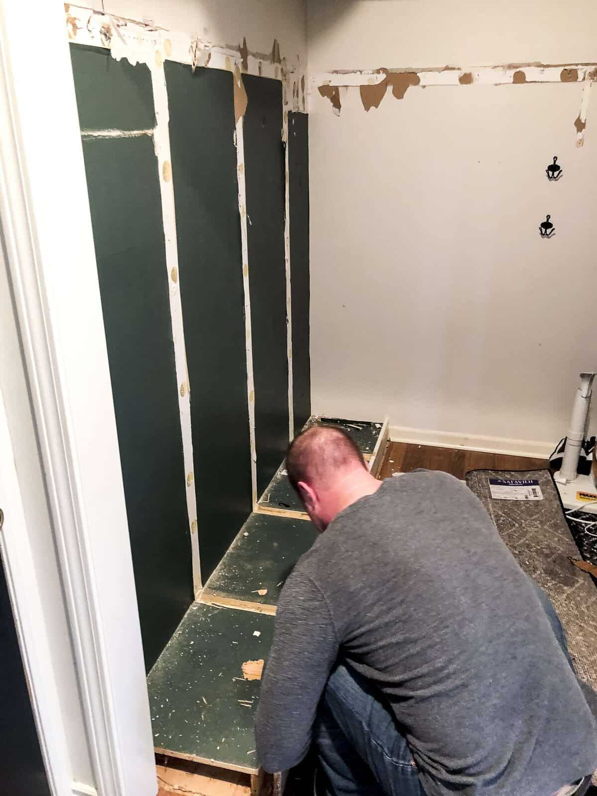 Removing mudroom cubbies.