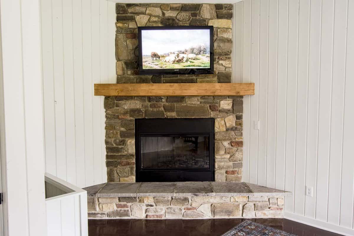 Updated fireplace mantel.