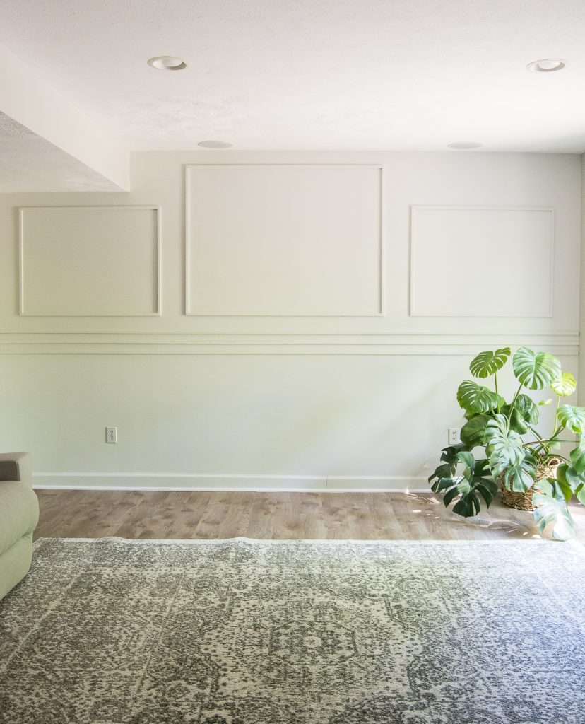 DIY accent wall in a basement.