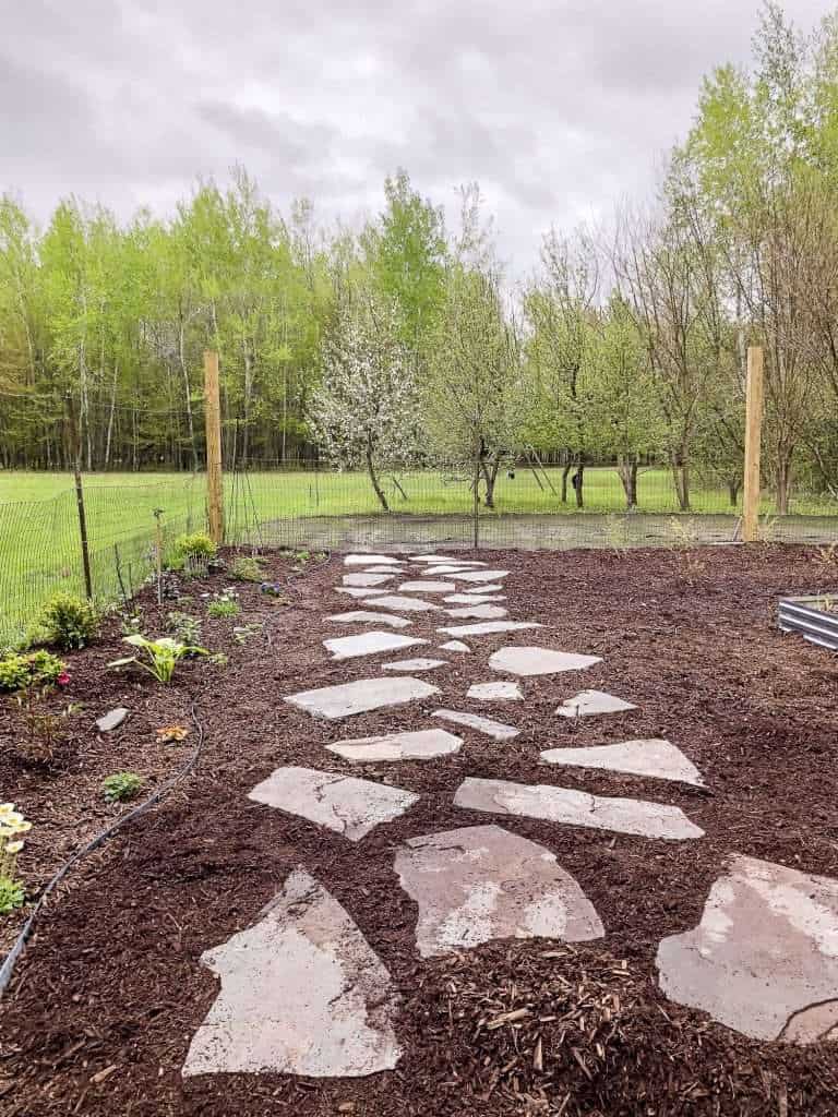 Completed flagstone pathway.