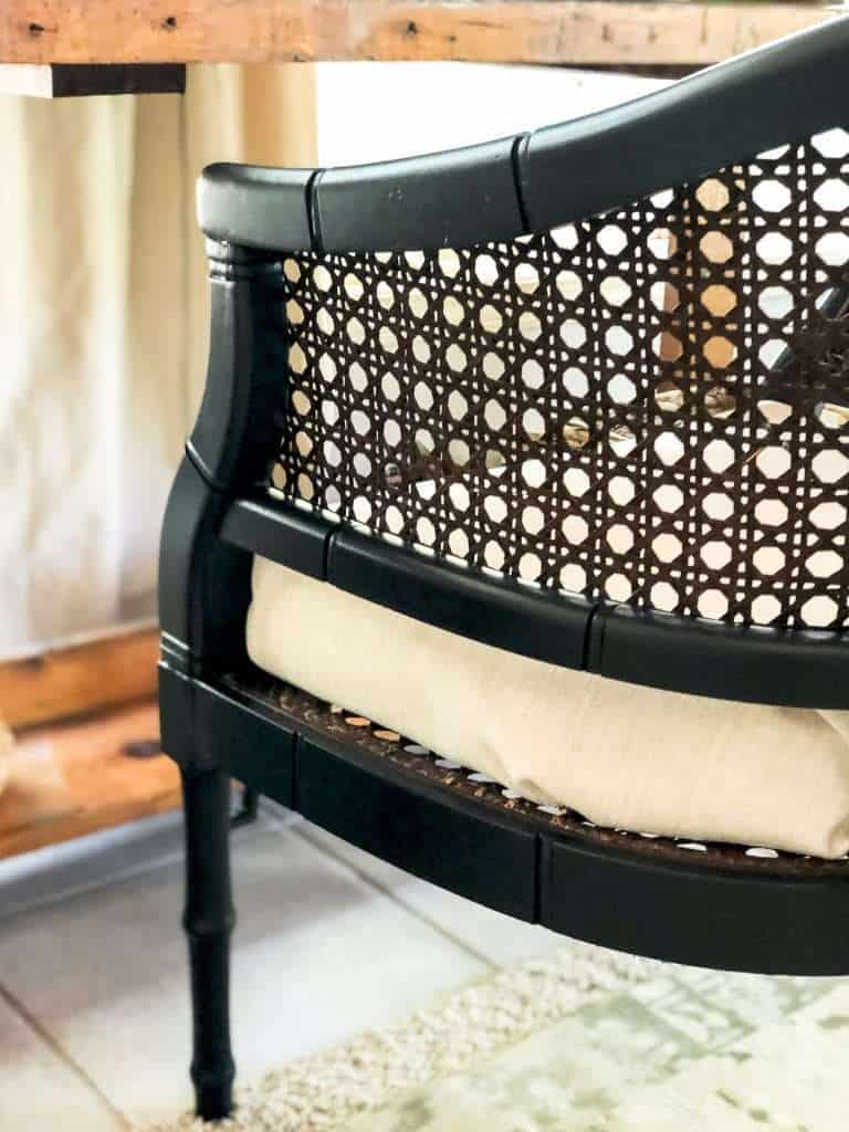 Cane chair details.