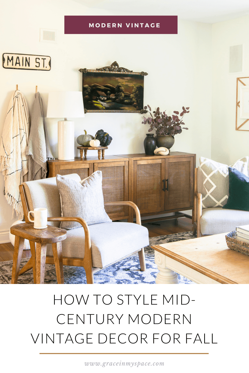 How to Style Mid-Century Modern Vintage Decor for Fall - Grace In My Space