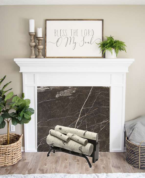 Faux fireplace insert mock up