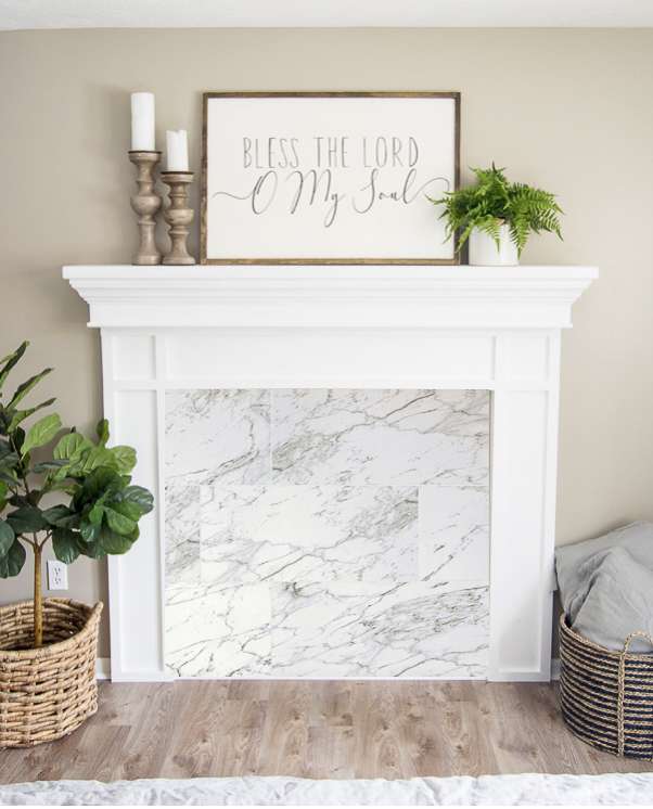 Cararra marble fake fireplace insert