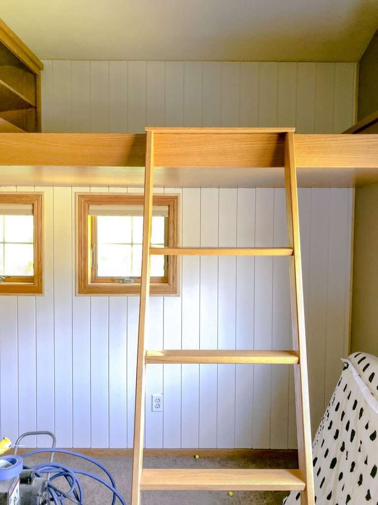 Adding shiplap accent wall to boys room.