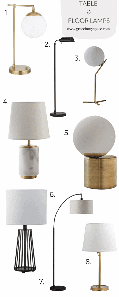 Table and floor lamps