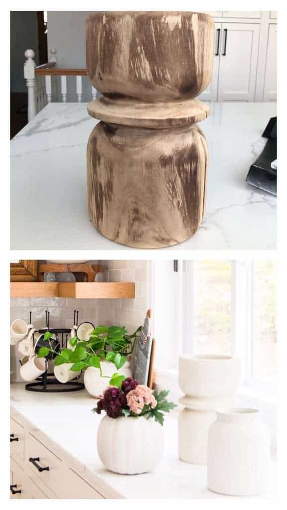 Wood vase turned into pottery
