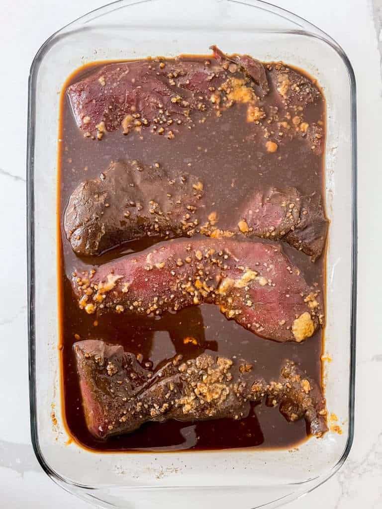 Marinated venison backstraps.