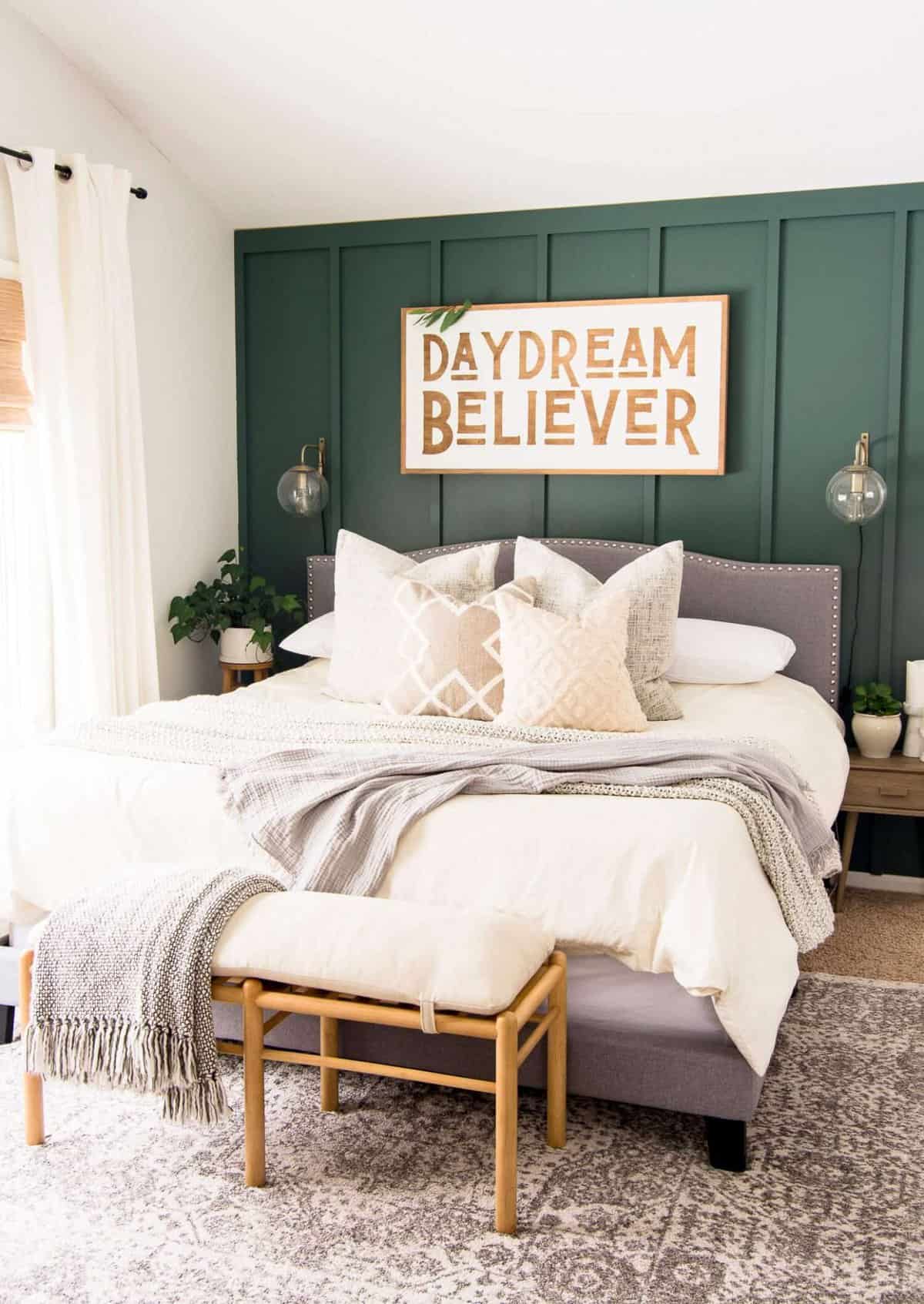 How to Decorate a Green Accent Wall in the Bedroom - Grace In My Space