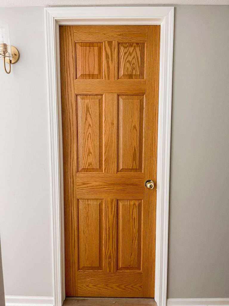 Wood interior door before paint.