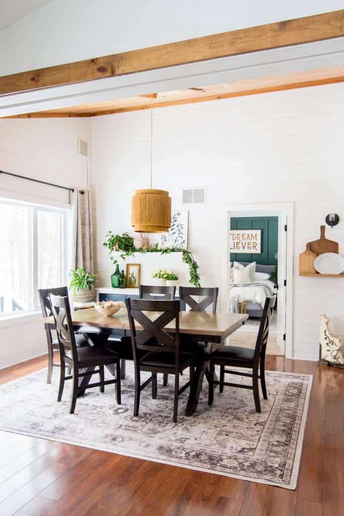 Modern farmhouse spring decor with pops of color